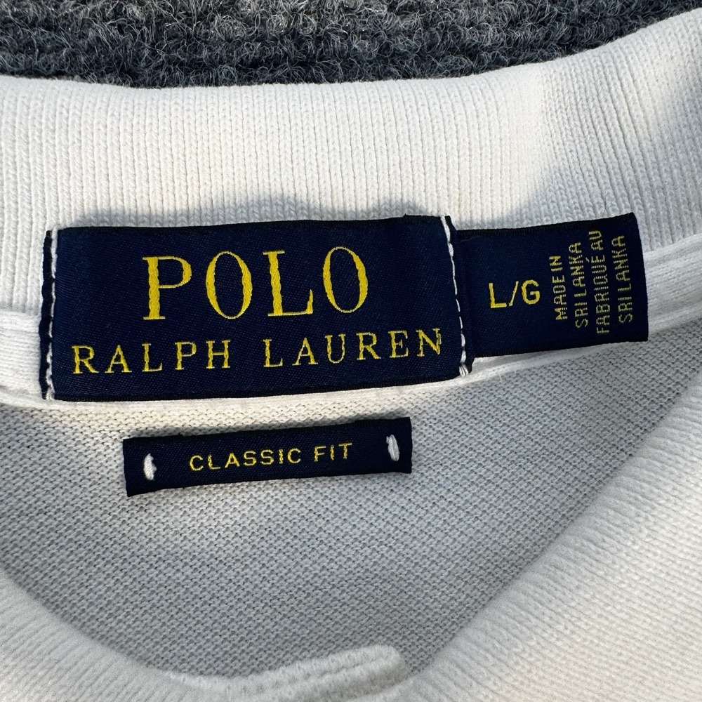 Polo Ralph Lauren Shirt Mens L Large White Mesh Classic Fit Short Sleeve Pony - Picture 3 of 7